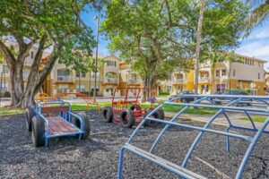 Colorful Kid's Playground Surrounded By Homes