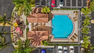 Aerial View Of Additional Pool Area Surrounded By Palm Trees