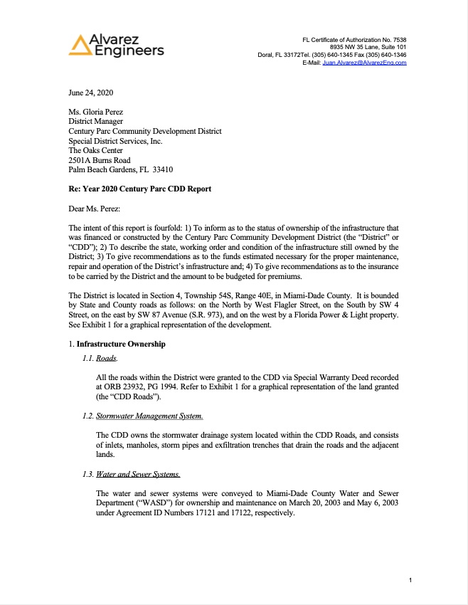 Century Parc 1 CDD 2020 Yearly Engineer’s Report